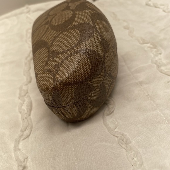 Coach Hard Shell Eye‎ Glass Case Signature Brown Logo w/ Cloth - Picture 5 of 9